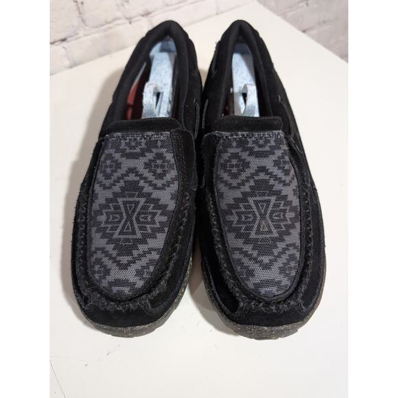 TWISTED X Aztec Print Canvas & Suede Loafers Driving Mocs Women's Sz 7.5 Black - Picture 8 of 11